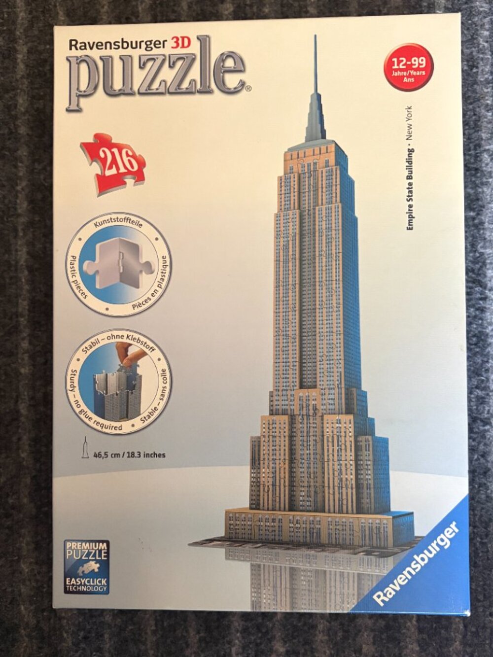 Ravensburger 3D Empire State Building puzzle 216 sturdy plastic pieces # 125531